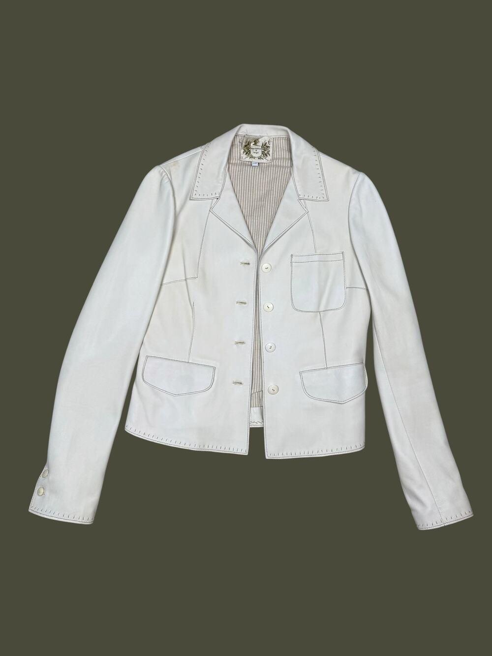 Nigel Preston & Knight Cream Lambskin Leather Vintage 90s Jacket XS